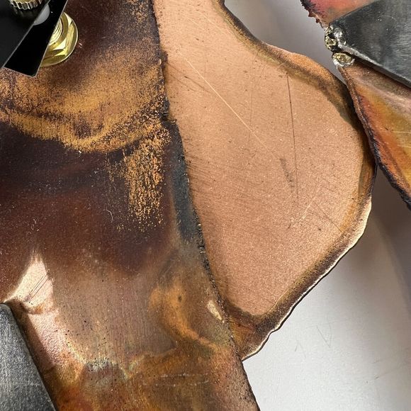 Lee J Kronenberg Copper Metal Clock Abstract Cubism Brutalist Folk Art Signed 9” - Picture 10 of 12